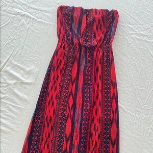 Charlotte Russe Red Blue Strapless Sundress